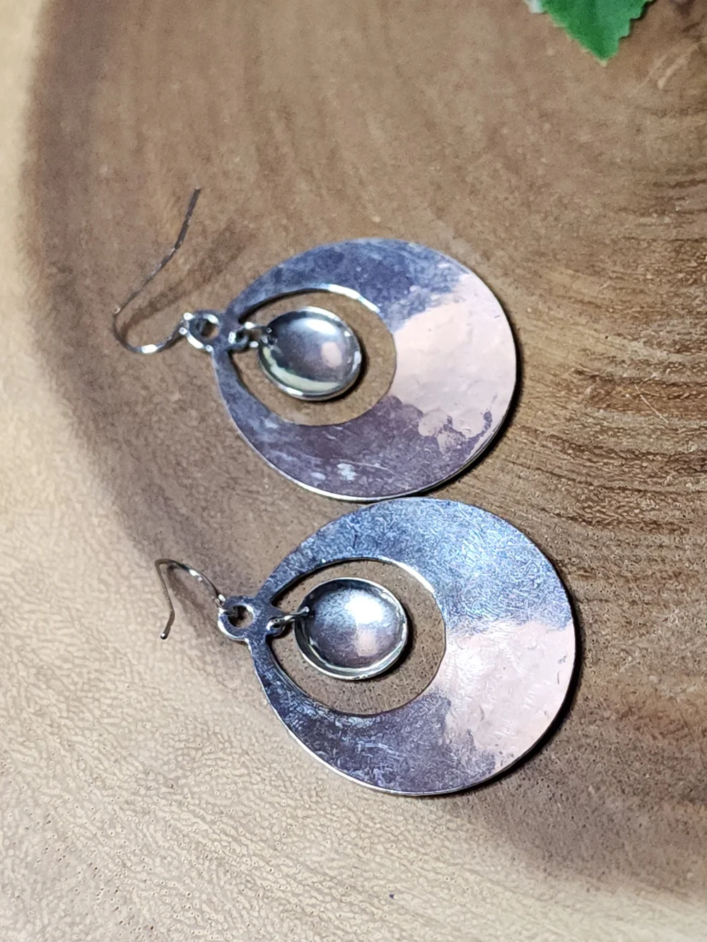 Hammered Silver-Tone Drop Hoop Earrings